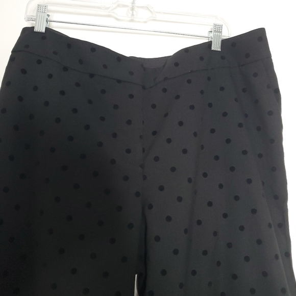Talbots Hampshire Black Velvet Polka Dot Ankle Pant Size 16 Preppy Tailored Chic - Picture 3 of 12